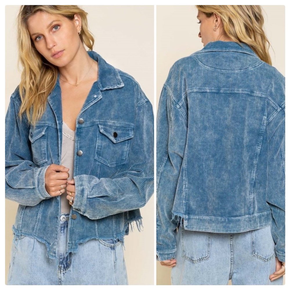 *Re-Stocked* POL Basic Vintage BLUE Corduroy Jacket - Picture 3 of 16